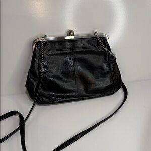 HOBO International Black Leather Crossbody with Top Clasp